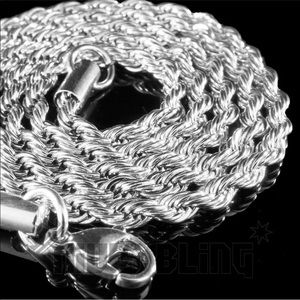 18K White GOLD Plated Rope Hip-Hop Necklace